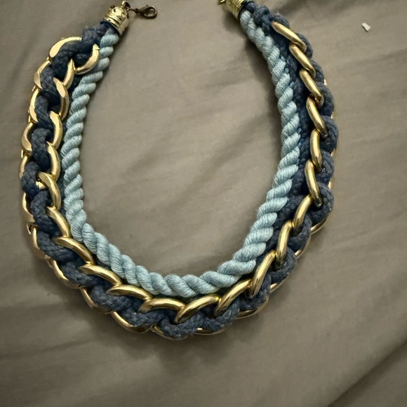 Zara Jewelry - Blue and Gold Braided Rope Necklace 16 inch
